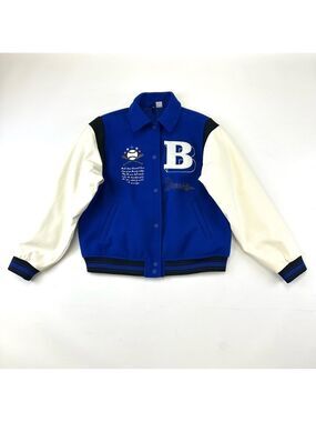 Blue white Brooklyn Stadium Jacket Mens Small embroidered
Contrasting baseball